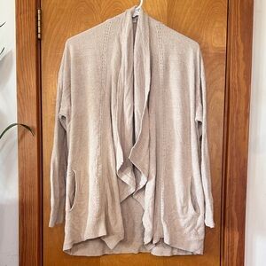 Barefoot Dreams Cozy Chic Ultra Lite Drape Front Pointelle Cardigan